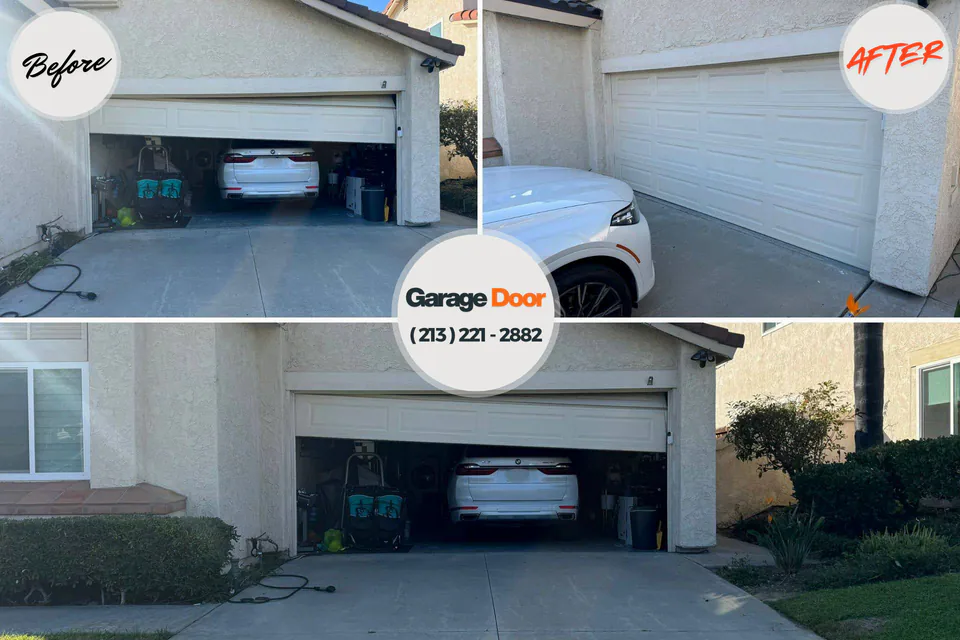 Before and after: garage door repair Long Beach, IN